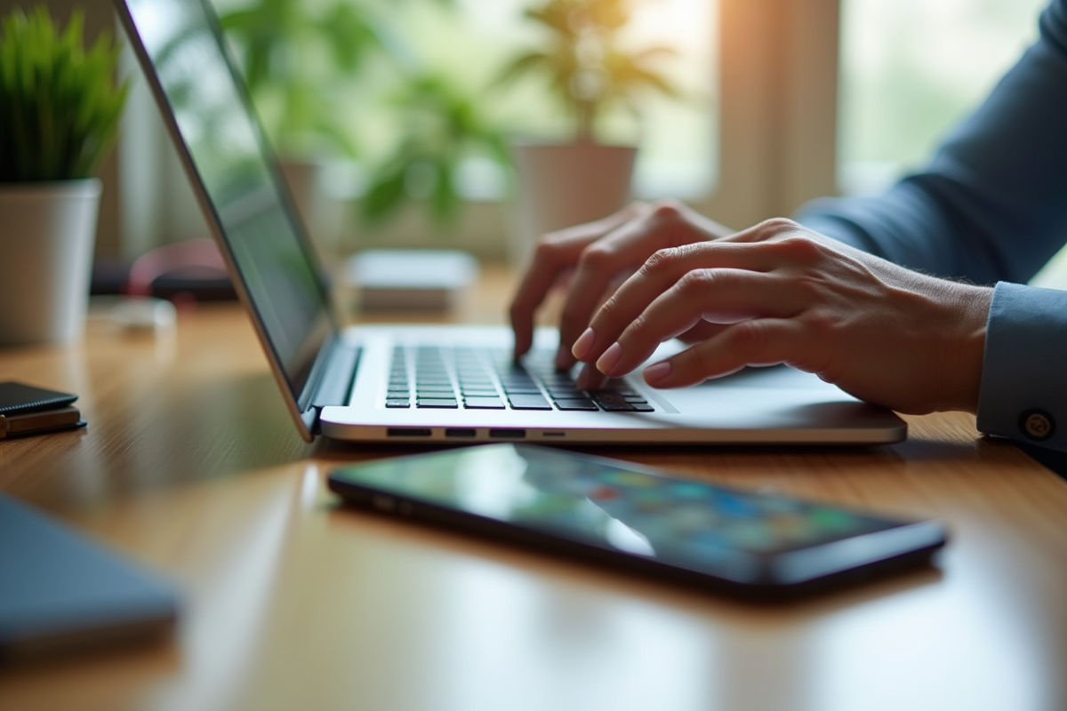 Mains tapant sur un clavier d