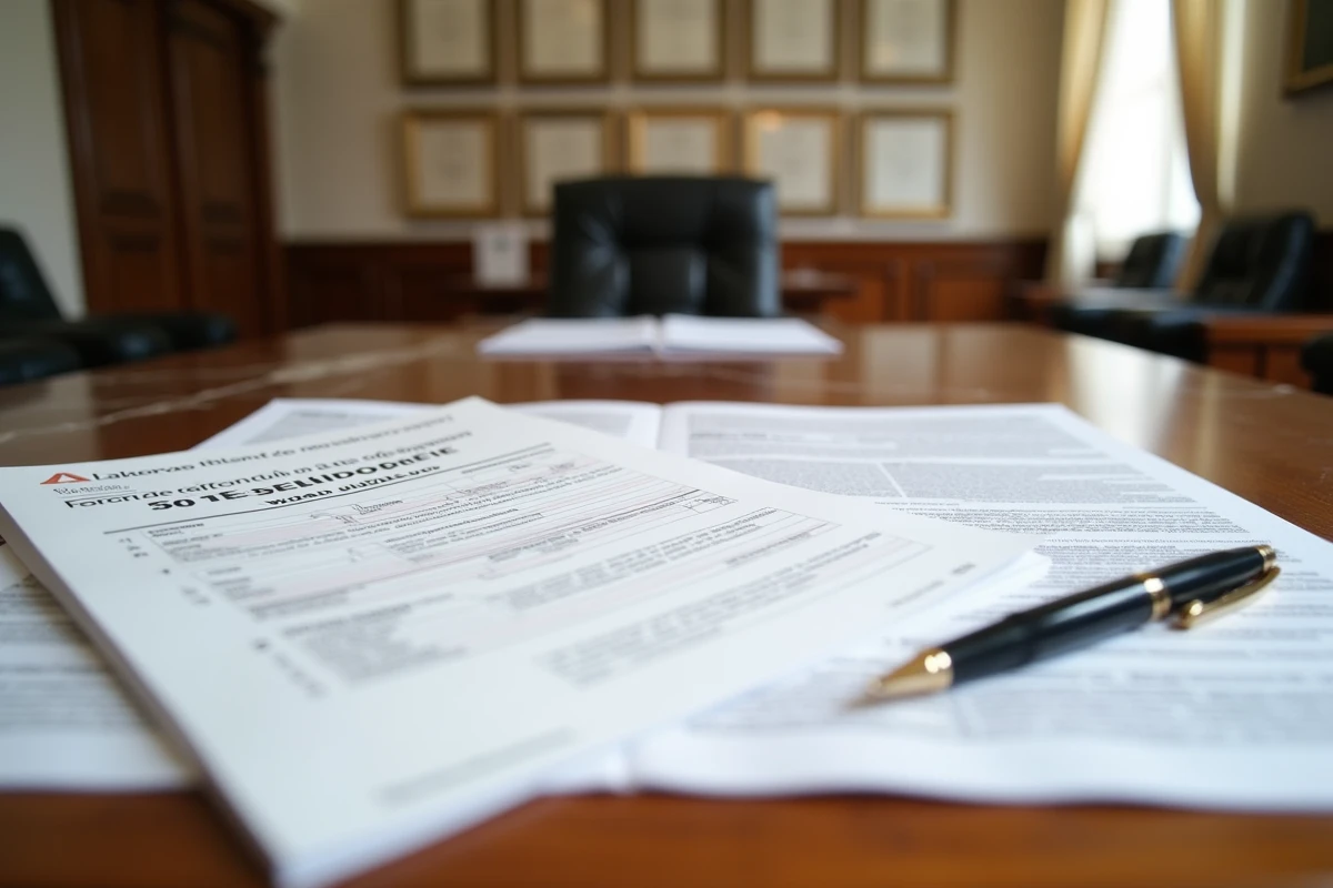 Dossier administratif avec formulaires URSSAF et code NAF INSEE pour profession libérale d'avocat