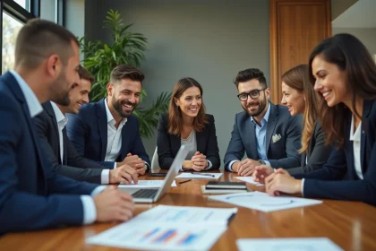 Groupe de professionnels en réunion d'affaires