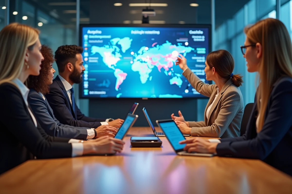 Groupe de professionnels en réunion stratégie marketing