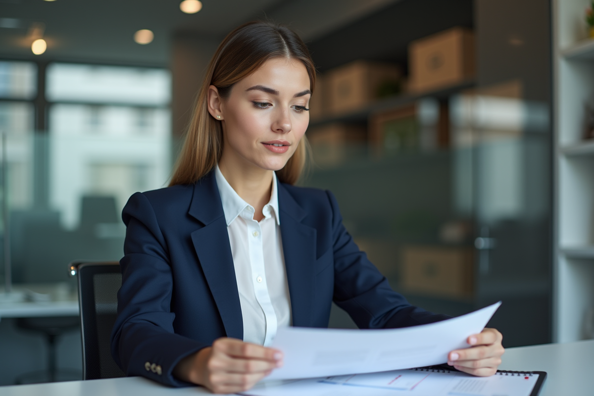 Femme d'affaires en réunion dans un bureau moderne