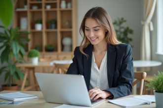 Jeune femme professionnelle analysant des données de vente