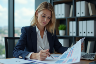 Femme d affaires concentrée dans un bureau moderne