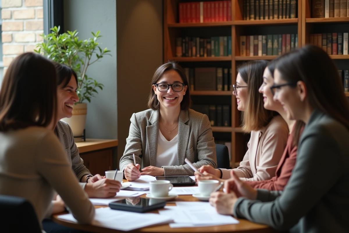 Groupe de femmes entrepreneures discutant autour d une table dans un café