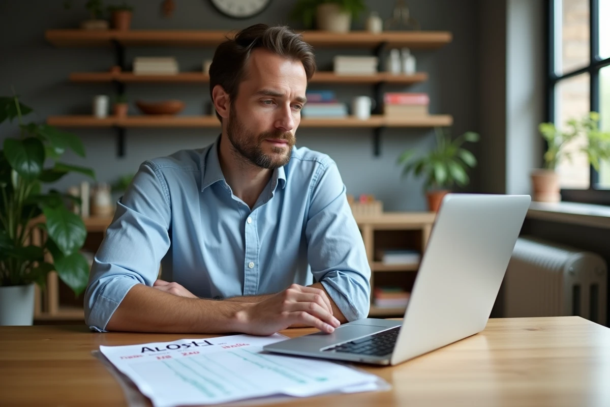 Homme planifiant avec calendrier dans un intérieur chaleureux