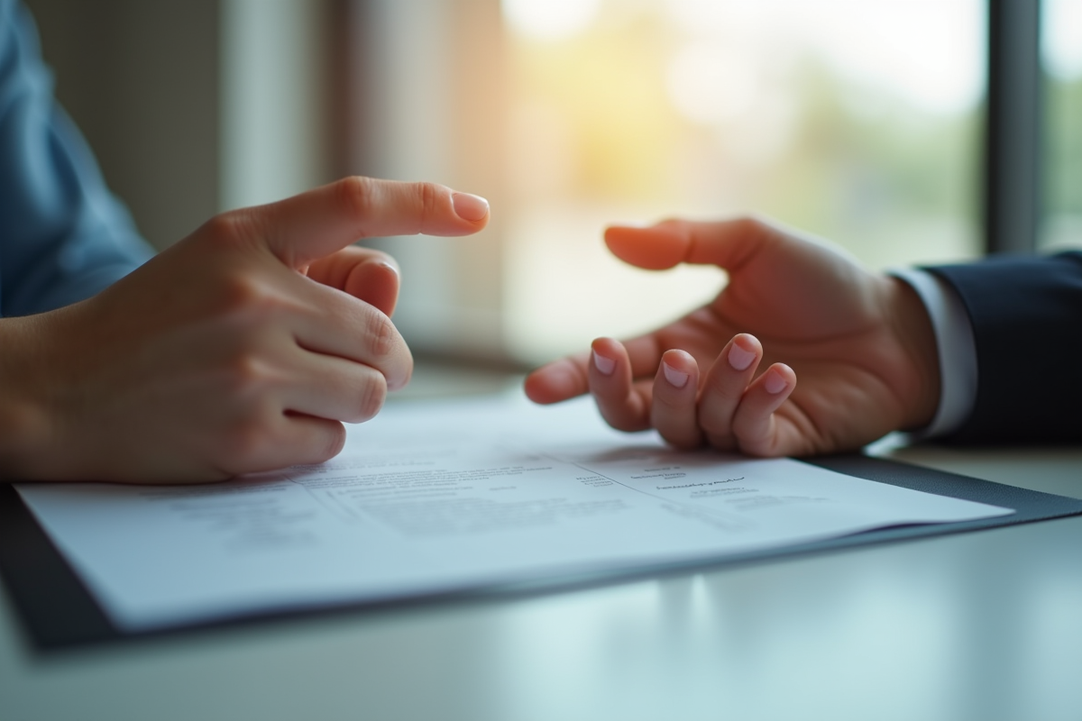 Mains tenant une image générée par IA et un contrat juridique