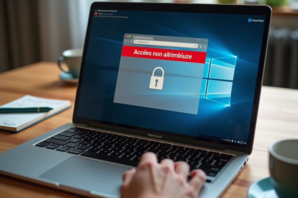 Écran d'ordinateur affichant un message d'accès non autorisé sur le portail myPrimobox
