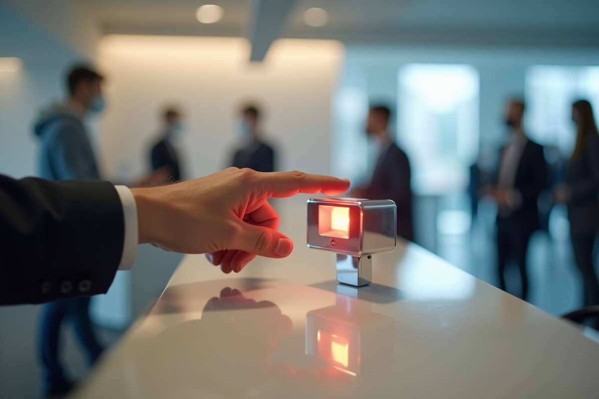 Main appuyant sur un bouton d assistance à la reception